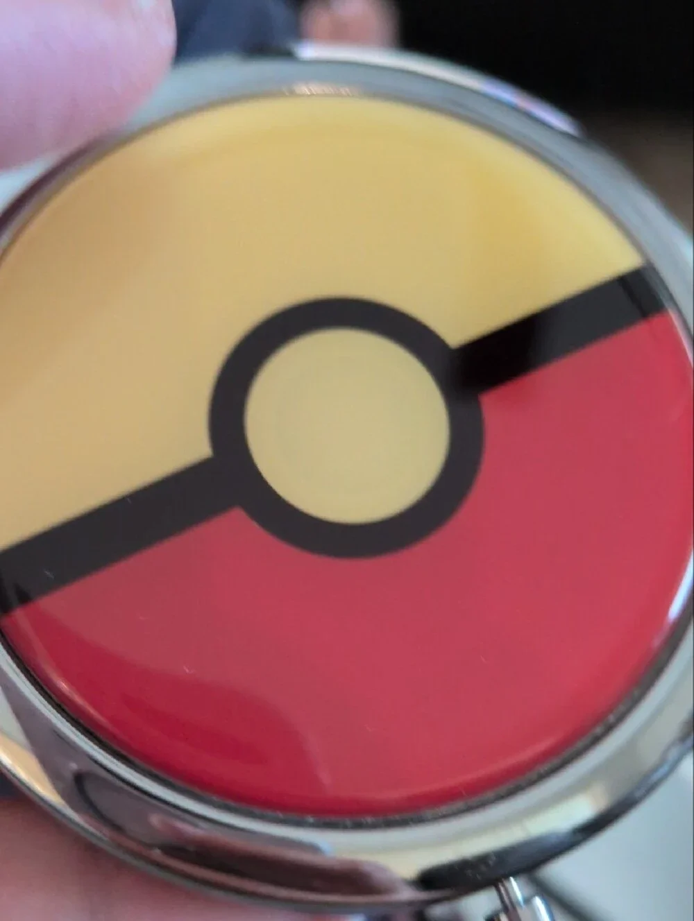 Red and Yellow Pokeball-Inspired Compact Mirror Phone Case Accessory